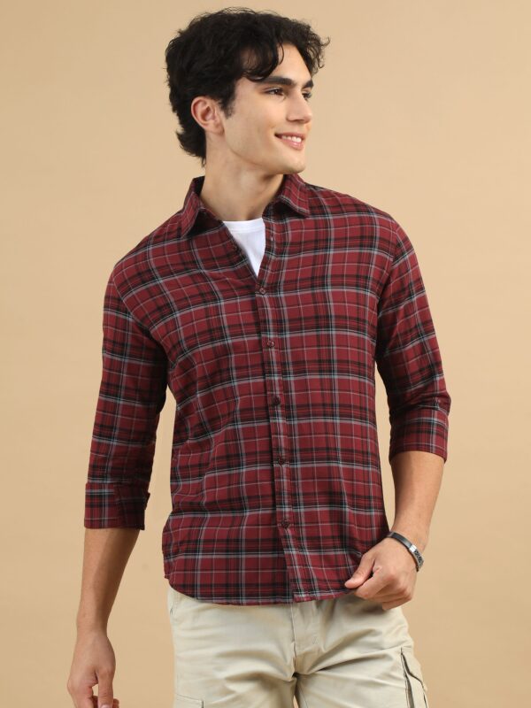 Tartan Textures Maroon Checks Shirt - Image 2