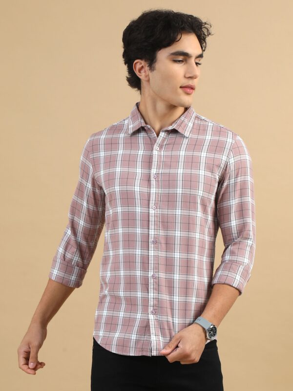Bold Blocks Light Taupe Checks Shirt - Image 2