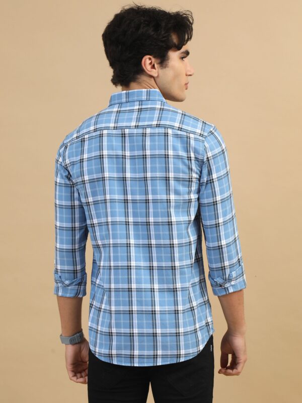 Classic Grid Urban Blue Checks Shirt - Image 4