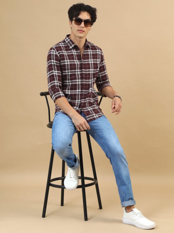 Plaid Fusion Tuscan Red Checks Shirt - Image 5