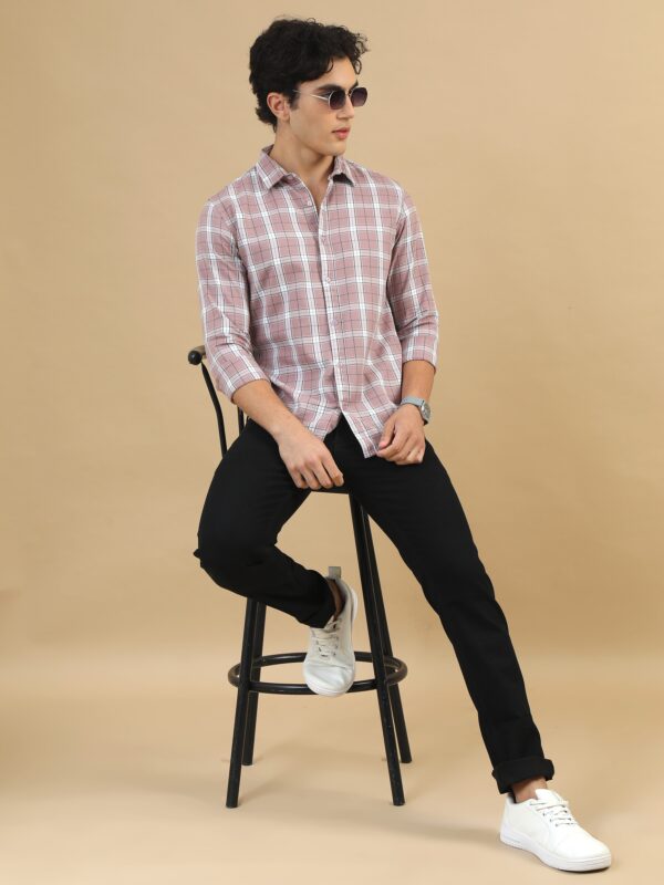Bold Blocks Light Taupe Checks Shirt - Image 6