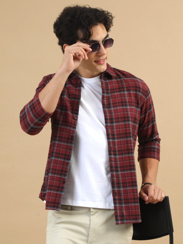 Tartan Textures Maroon Checks Shirt