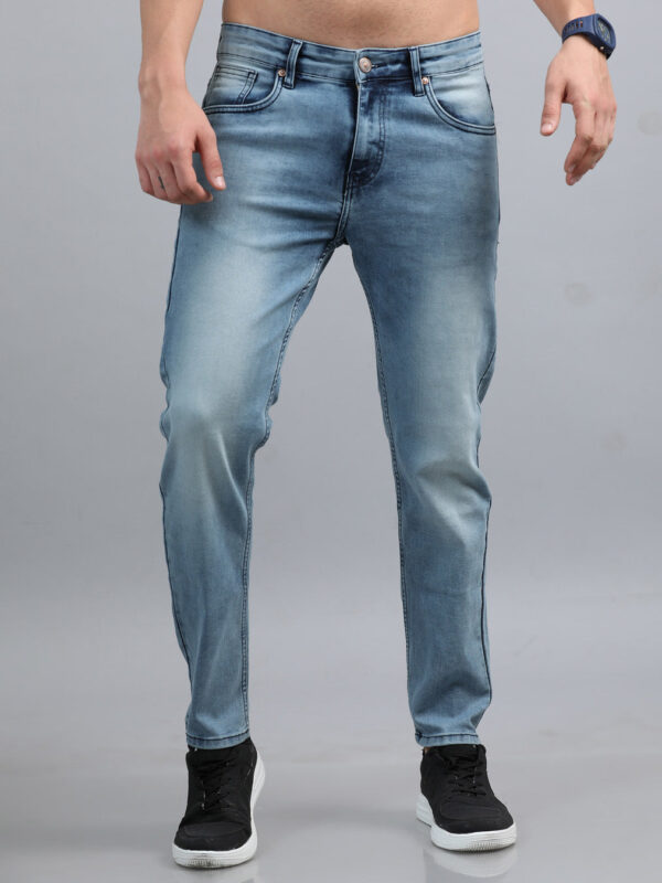 Dusty Blue Solid Slim Fit Jeans - Image 2