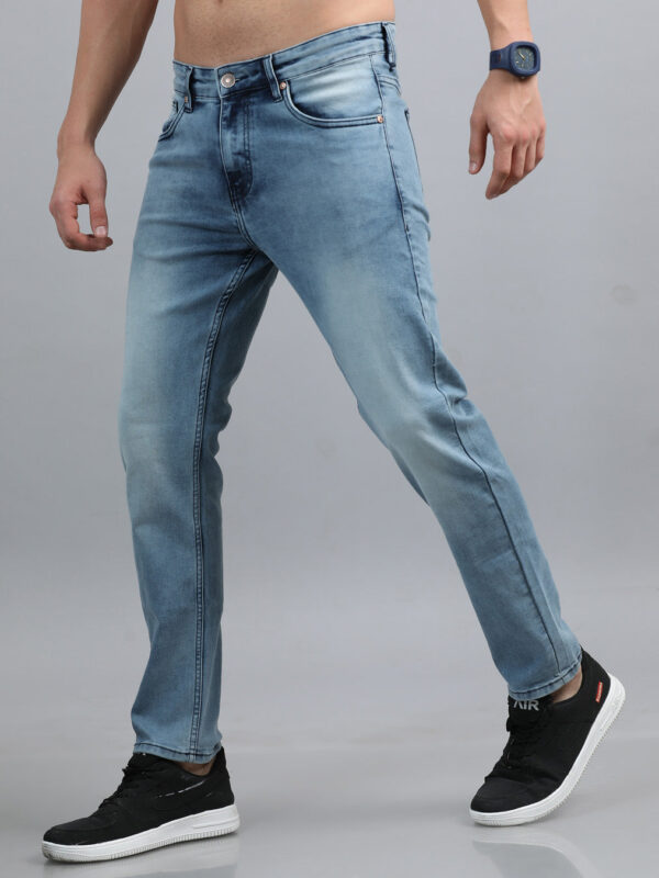 Dusty Blue Solid Slim Fit Jeans - Image 3