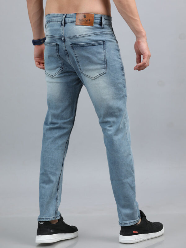Dusty Blue Solid Slim Fit Jeans - Image 4