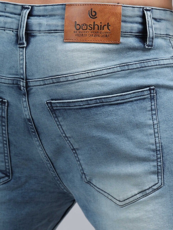 Dusty Blue Solid Slim Fit Jeans - Image 5