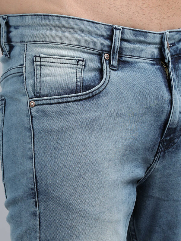 Dusty Blue Solid Slim Fit Jeans - Image 6