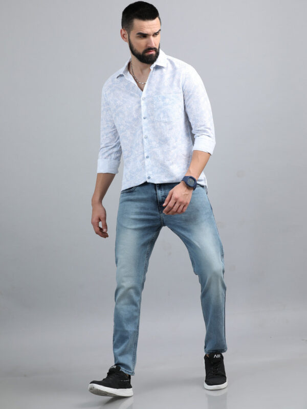 Dusty Blue Solid Slim Fit Jeans - Image 7