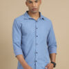 Spruce Blue Solid Harring Bone Shirt - Image 2