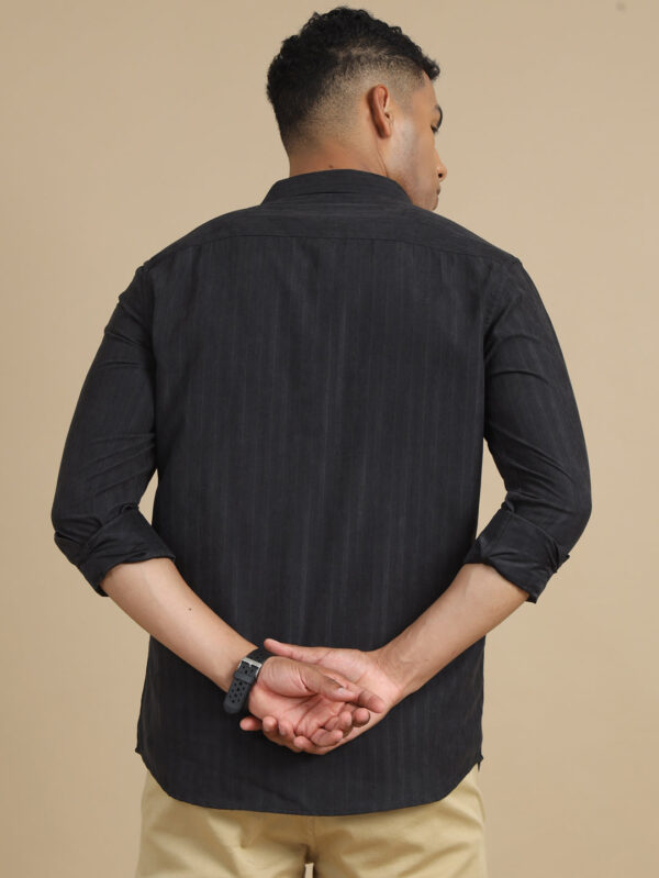 Jet Black Solid Harring Bone Shirt - Image 4