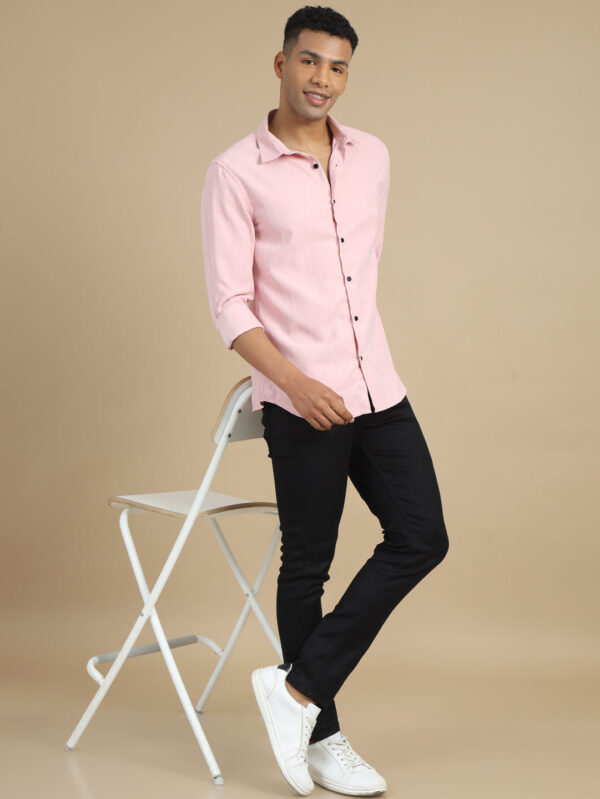 Pastel Pink Solid Harring Bone Shirt - Image 6