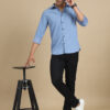 Spruce Blue Solid Harring Bone Shirt - Image 6