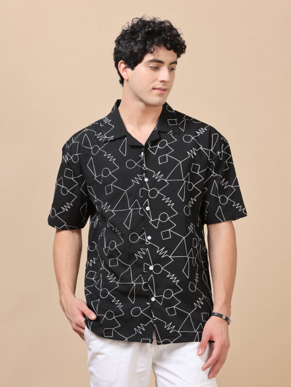 Abstract Black Embroidery Shirt - Image 2