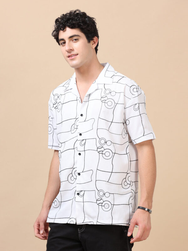 Circle Line White Embroidery Shirt - Image 3