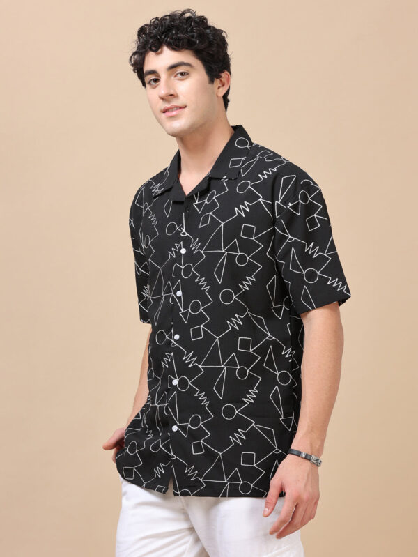 Abstract Black Embroidery Shirt - Image 3