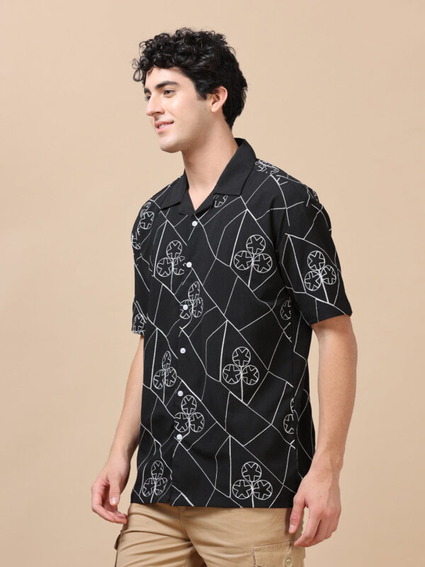 Circling Star Black Embroidery Shirt - Image 3