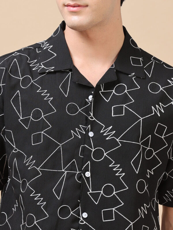 Abstract Black Embroidery Shirt - Image 5