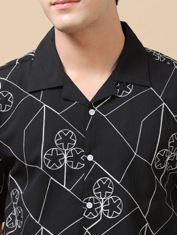 Circling Star Black Embroidery Shirt - Image 5