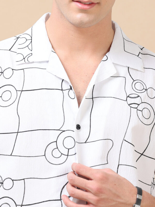 Circle Line White Embroidery Shirt - Image 5