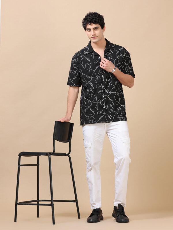 Abstract Black Embroidery Shirt - Image 6
