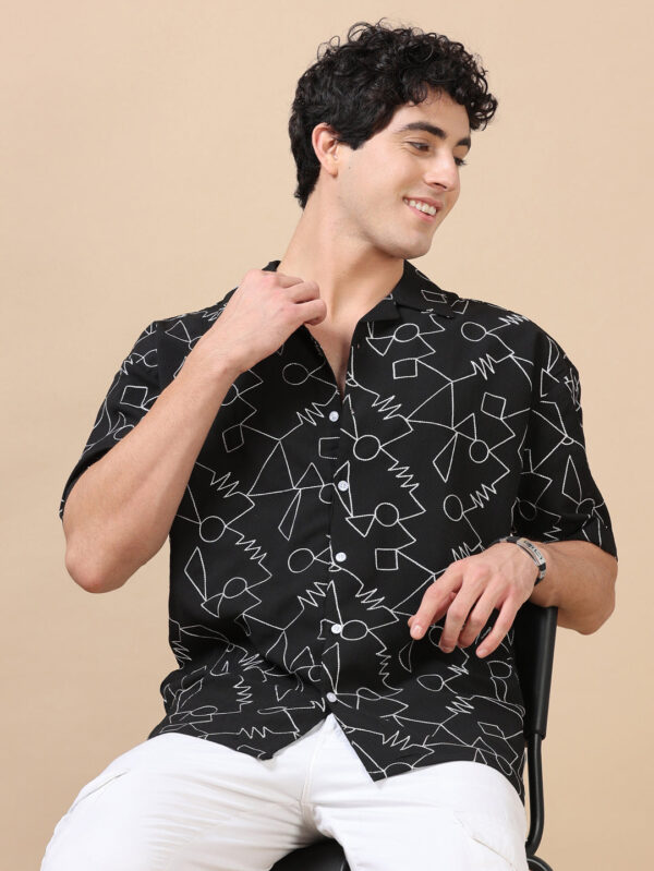 Abstract Black Embroidery Shirt