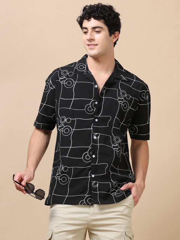 Circle Line Black Embroidery Shirt