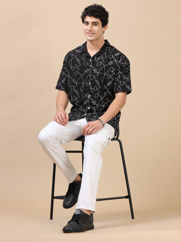 Abstract Black Embroidery Shirt - Image 7