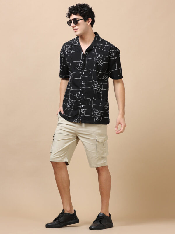 Circle Line Black Embroidery Shirt - Image 7