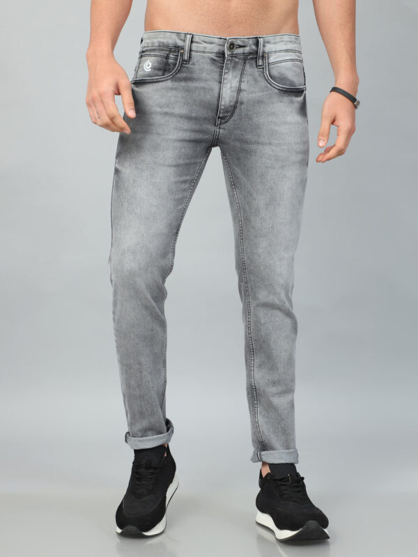 Ash Grey Solid Slim Fit Jeans - Image 2