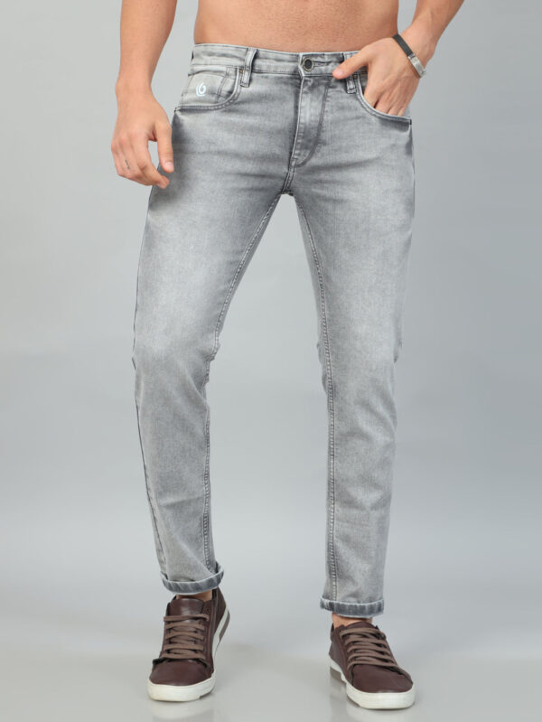 Pastel Grey Solid Slim Fit Jeans - Image 2