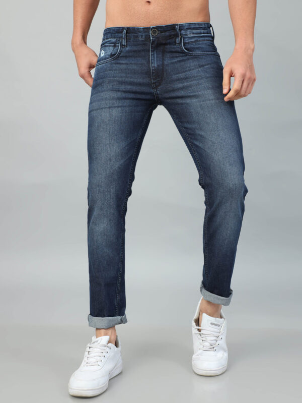Denim Blue Solid Slim Fit Jeans - Image 2