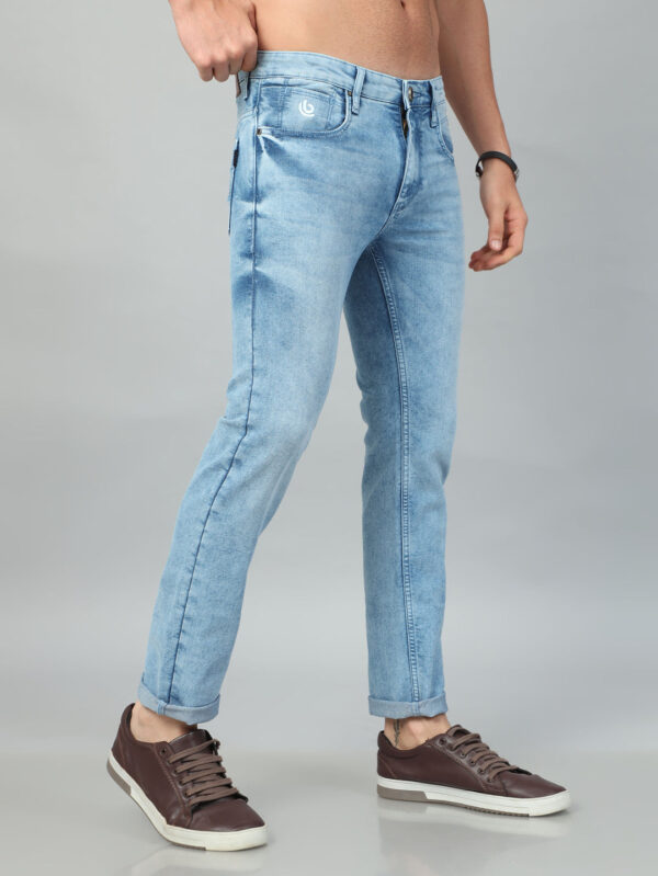 Ice Blue Solid Slim Fit Jeans - Image 3