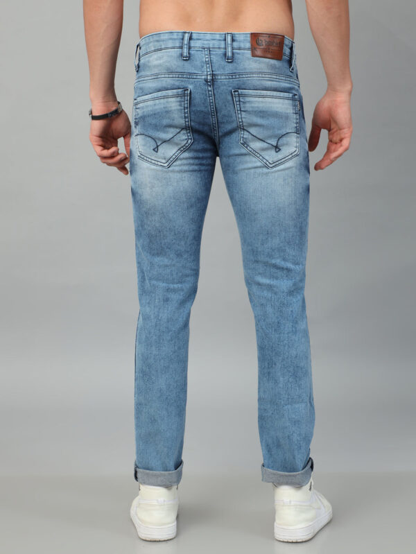 Ocean Blue Solid Slim Fit Jeans - Image 4