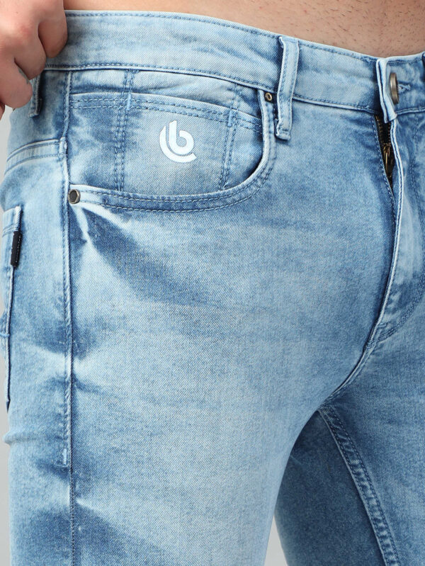 Ice Blue Solid Slim Fit Jeans - Image 5