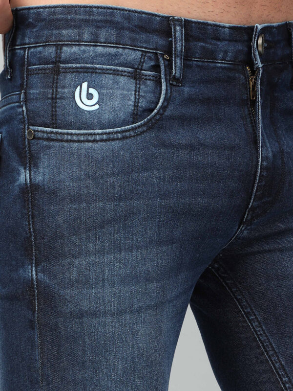 Denim Blue Solid Slim Fit Jeans - Image 5