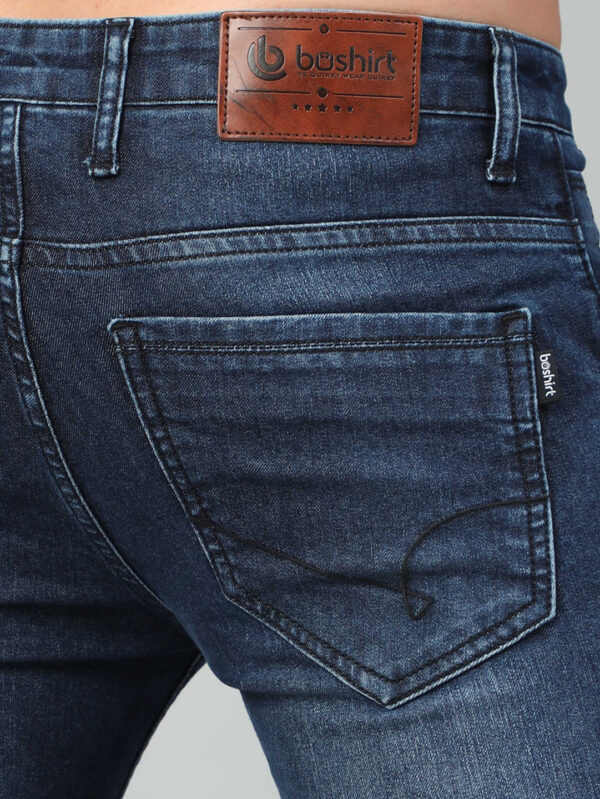 Denim Blue Solid Slim Fit Jeans - Image 6