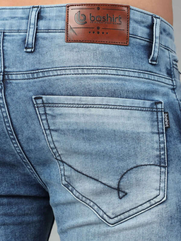 Ocean Blue Solid Slim Fit Jeans - Image 6