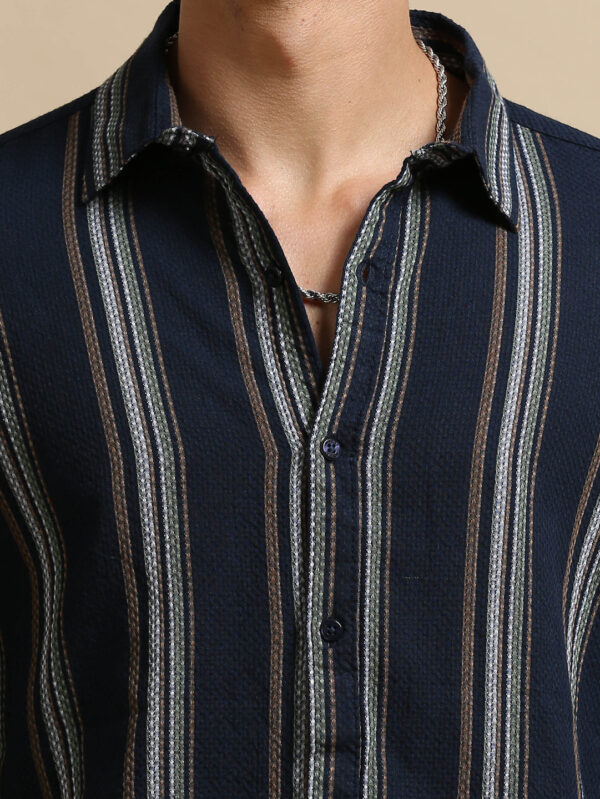 Navy Blue Strips Shirt - Image 5